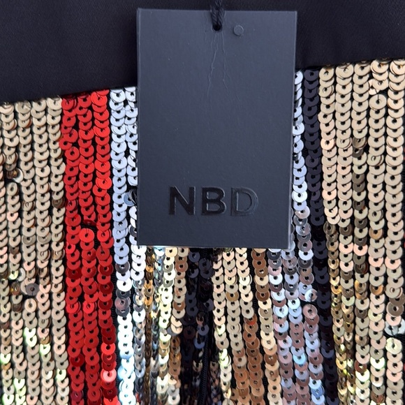 NWT NBD Revolve Star Treatment Long Sleeve Mini Dress Gold Silver Sequin XS - Picture 8 of 8